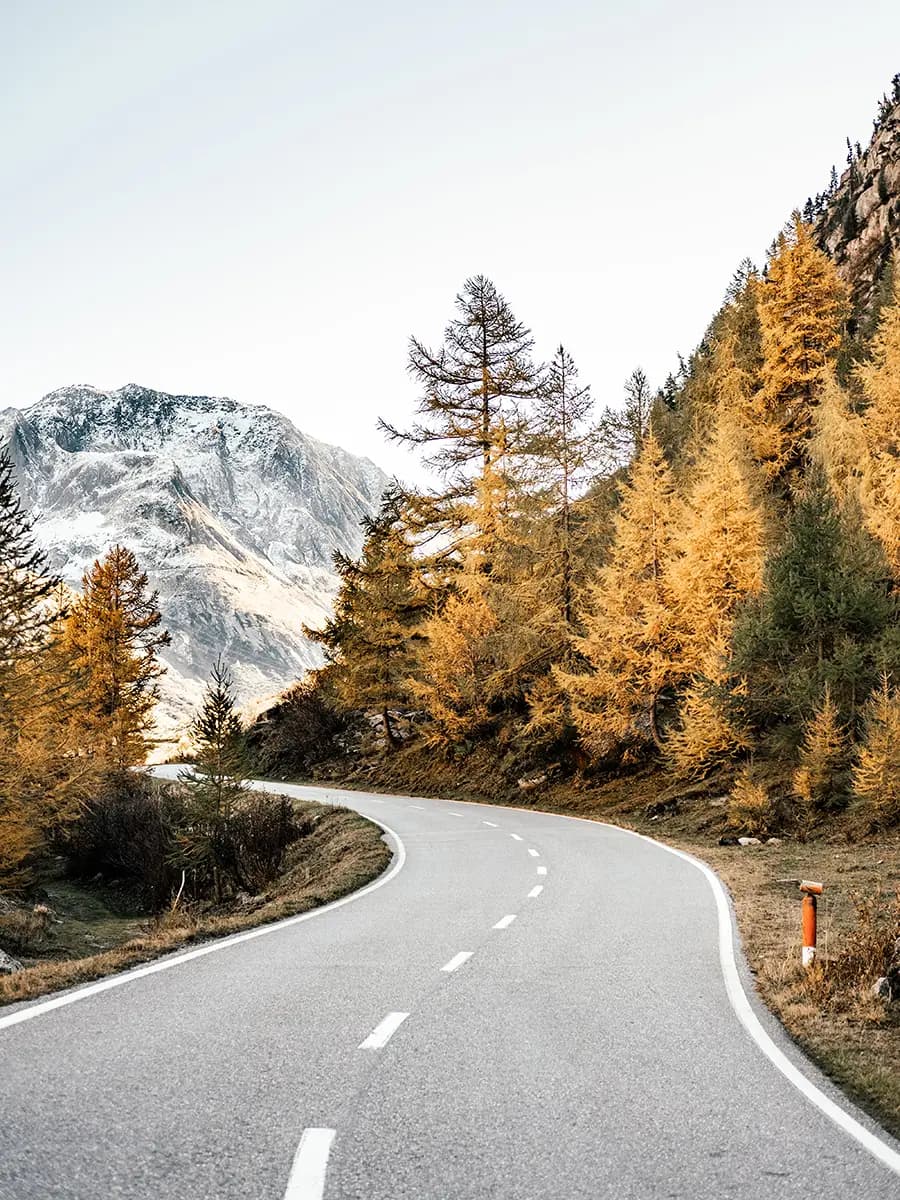 The winding road into the Fraser Valley in autumn